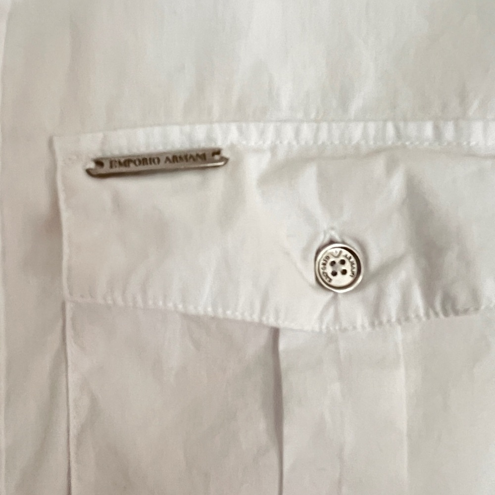 Emporio Armani Jeans White Shirt Button Down zip up cotton Short sleeve men's S - Picture 5 of 11